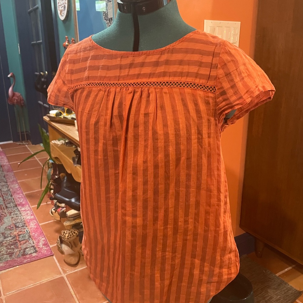 Modcloth Terracotta Striped Blouse